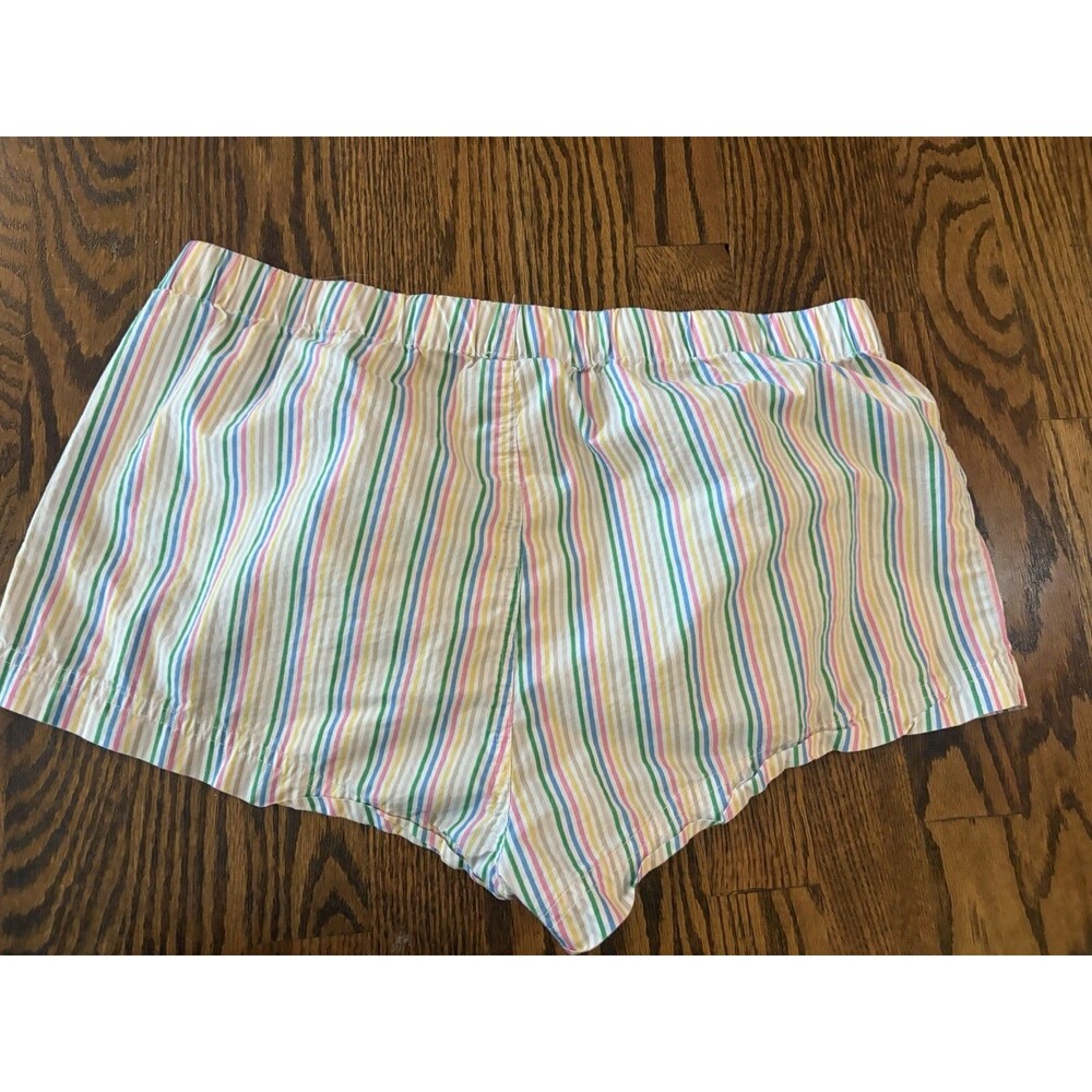 J.Crew Womens‎ 100% Cotton Pajama Shorts Boxer Elastic Waist Rainbow Stripe Sz M - Picture 9 of 9